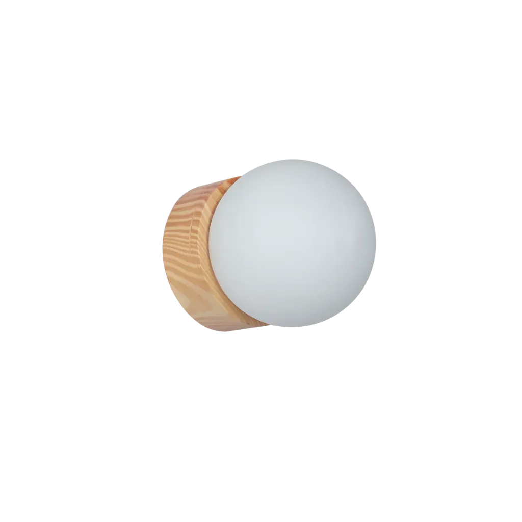 [N11] VELADOR ESFERA DE VIDRIO BASE MADERA NATURAL - CARILUX - 70485