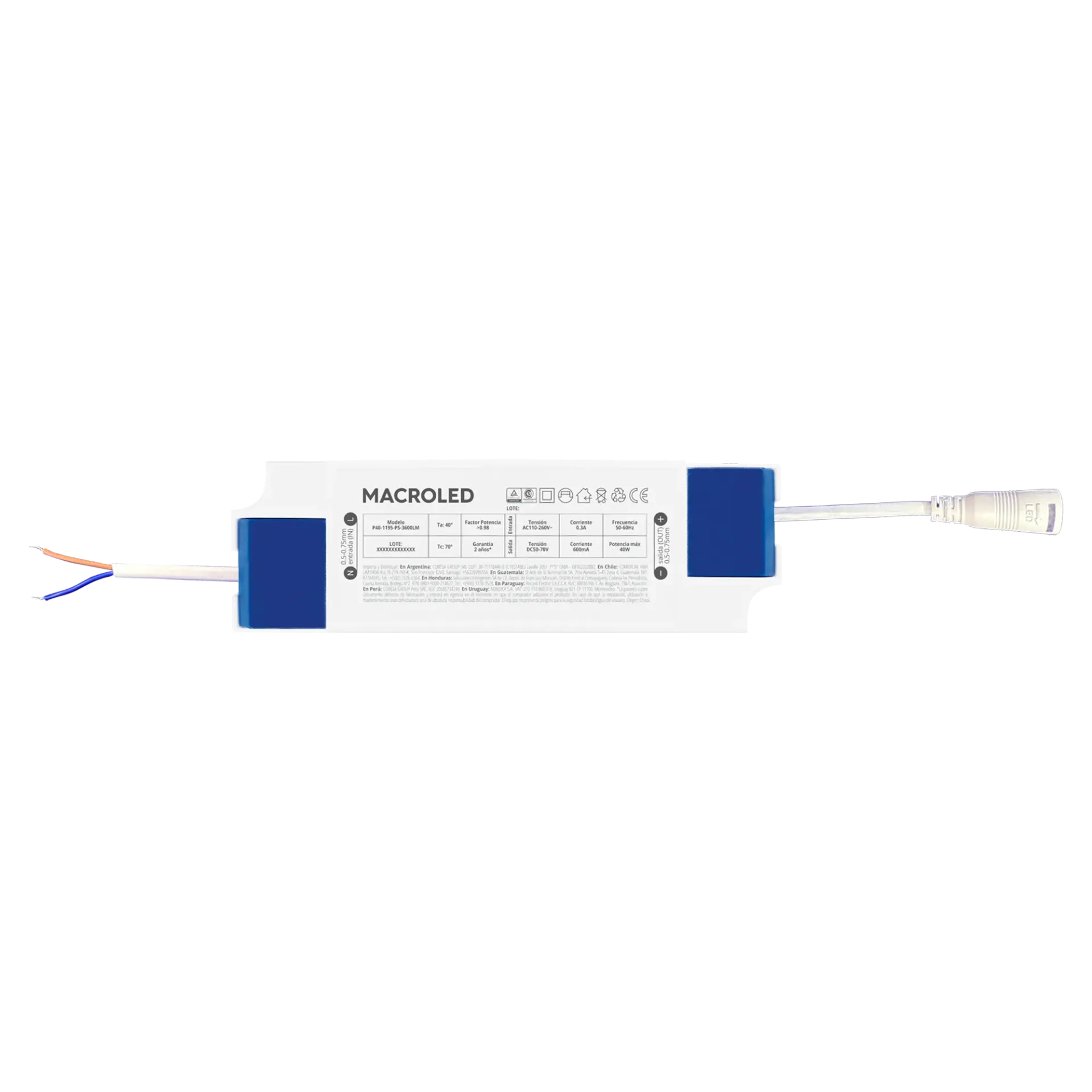 [P40-595-PS-3600LM-DR] DRIVER 40W PANEL LED - MACROLED - 69999