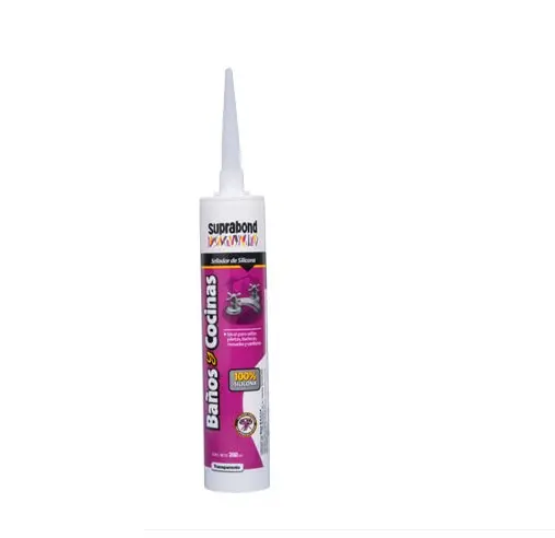 SILICONA 100% BAÑOS Y COCINAS TRANSPARANTE 280GR - SUPRABOND - 70028