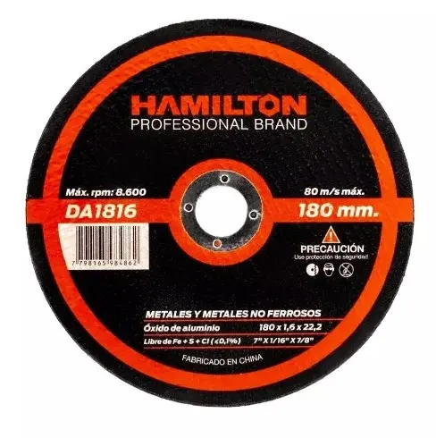 [DA1816] DISCO ABRASIVO DE CORTE 180 X 1,6 - HAMILTON - 68187