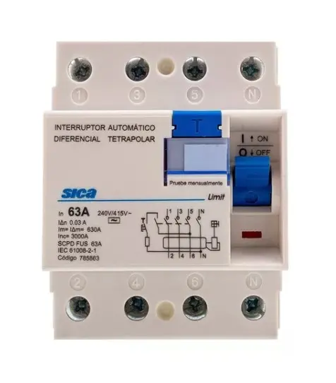 [785863] INTERRUPTOR DIFERENCIAL 4P 63A 30MA AC - SICA - 01811
