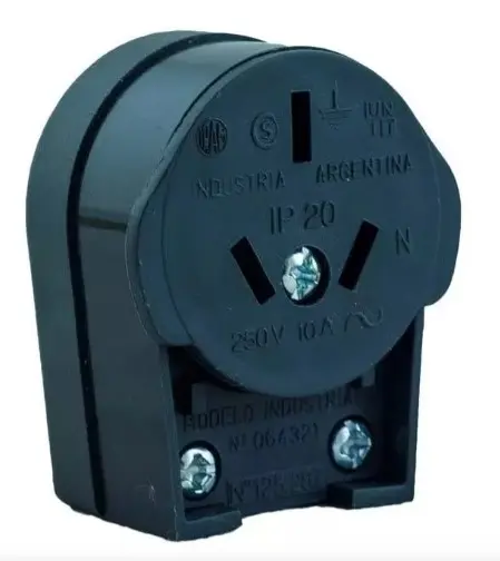 ACOPLE HEMBRA 2X10A.+T GRIS SAL. LATERAL - RICHI - 05565