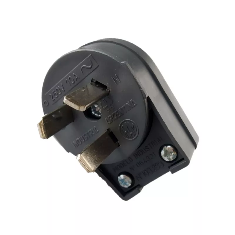 FICHA MACHO 2X10A.+T GRIS SAL. LATERAL - RICHI - 05568N