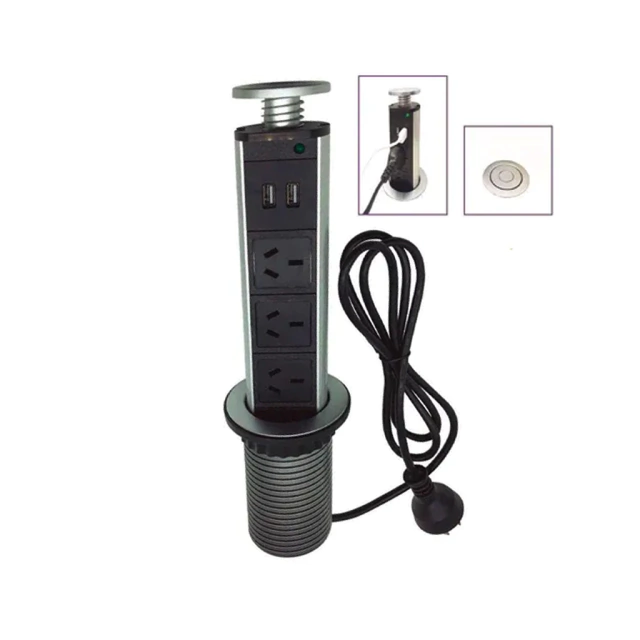 ESTACION DE CARGA TELESCOPICA 3 TOMAS 2 USB NEGRO - SASSIN - 64411