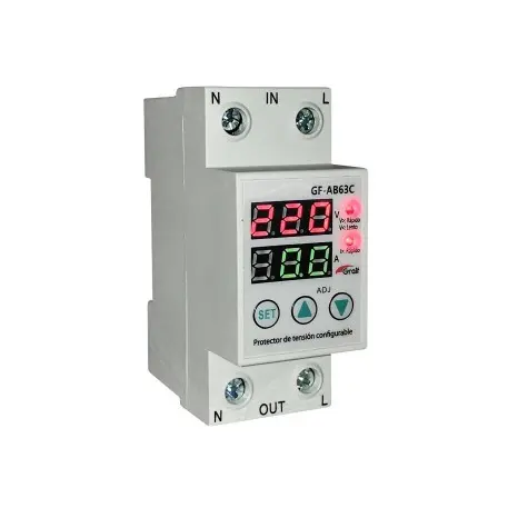 PROTECTOR MONOFASICO 63A CON VOLTIMETRO Y AMPERIMETRO - GRALF -