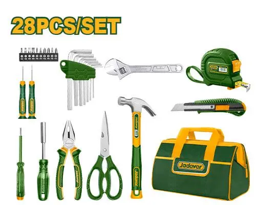 KIT DE HERRAMIENTAS DE 28 PIEZAS + BOLSA PORTA HERRAMIENTAS - JADEVER -