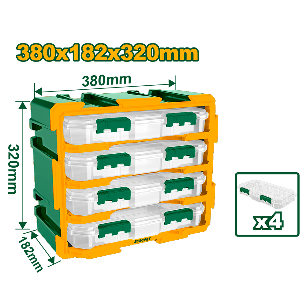RACK DE ALMACENAMIENTO PLASTICO 4 CONTENEDORES 380X155X320MM - JADEVER -