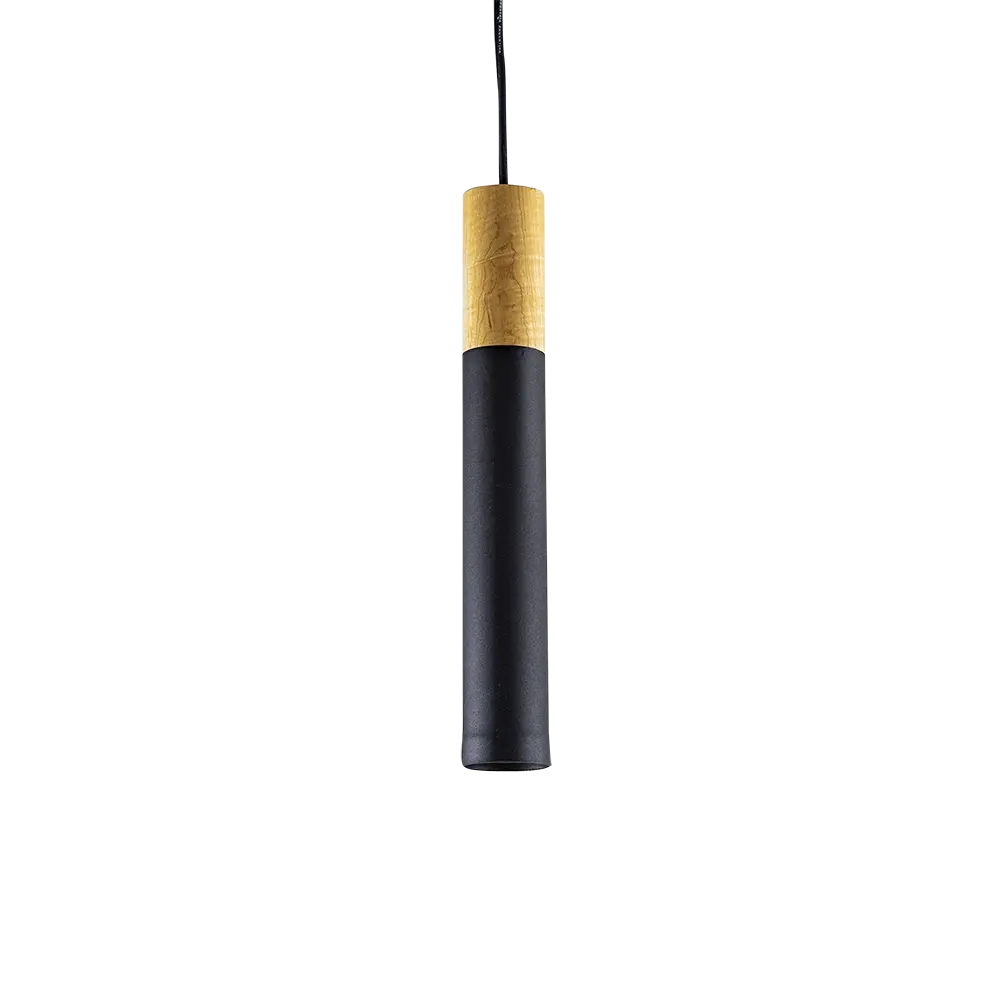 COLGANTE TUBO NEGRO DETALLE EN MADERA 35CM - SAN JUSTO