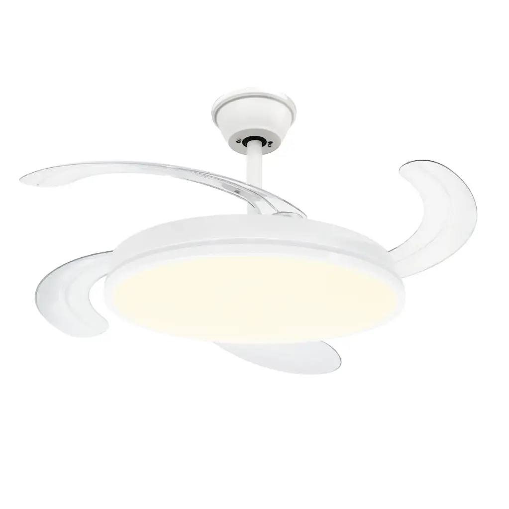 [PE-VTRDC411B] VENTILADOR DE TECHO BLANCO CON LUZ LED DIM 65 W PALETAS RETRACTILES - PEABODY -