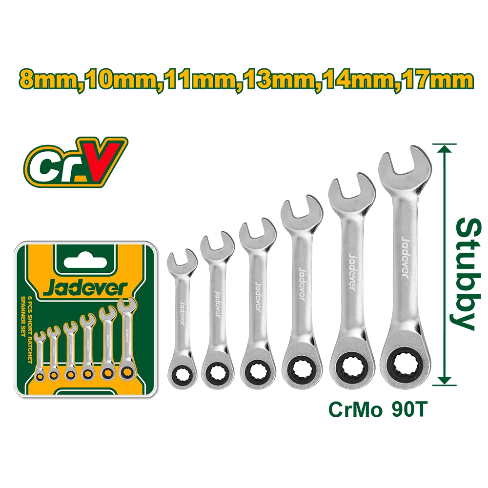 [JDSP6406] KIT DE LLAVES CRICKET COMBINADAS CORTAS DE 6 PIEZAS (8,10,11,13,14,17) - JADEVER -