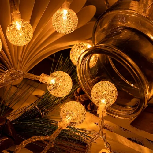 [TIRA BOL CRISTAL BC] BOLITA CRISTAL 28 LED CALIDO A220W 5MTS - ILUMROS -