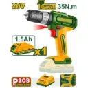 TALADRO DE IMAPCTO INALÁMBRICO CON PERCUTOR 1500 RPM 20V - INCLUYE CARGADOR - JADEVER -