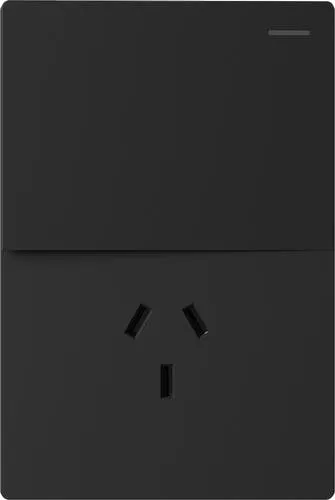 TECLA 1 CANAL Y TOMACORRIENTE MILAN NEGRO BASTIDOR METALICO - MACROLED -