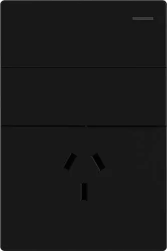 TECLA MILAN NEGRO 2 CANAL +1 TOMACORRIENTE BASTIDOR METALICO - MACROLED -