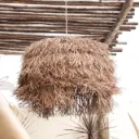 COLGANTE TAMBOR RAYAS 30CM TERRACOTA Y CRUDO - HEBRAS -